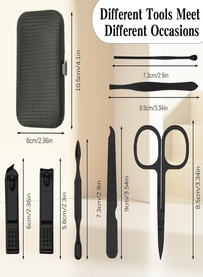 QIHOMPIB Manicure Kit for Men Women Nail Clippers Pedicure Tools Kit Travel Nail File Toe Set Finger Grooming Kits Christmas Birthday Gifts Ideas Stocking Stuffers Kids Adults Teens Boys Girls Friends(Black) - Image 2